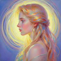 side portrait imogen poots paladin gloomhaven soft smooth luminescent oil painting art nouveau tarot backlit glow ripples swirly vibrant color lines neo - gothic gaudy colors aesthetic octane render 8 k by victo ngai, kilian eng, ilya kuvshinov, cushart krent, gilleard james