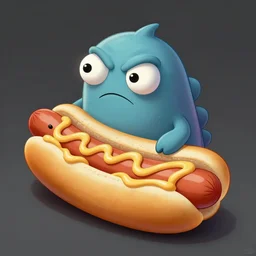 a fantasy hotdoga!!! creature portrait, four eyes, tardigrade like, alien, angry, wayne barlowe, boris vallejo, frank frazetta
