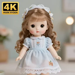 high quality presentation photo of a cute pocelain doll, mark ryden style,, photography 4 k, f 1. 8 anamorphic, bokeh, 4 k, canon, nikon