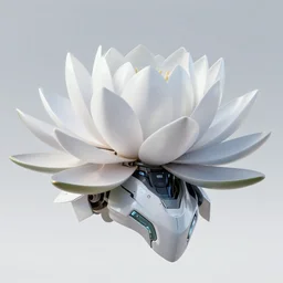 futuristic nymphaea themed mecha waterlily upper body, sepals forming helmet, highly detailed, nymphaea, 8 k hd resolution, gundam barbatos with floral inlay, bandai box art, star wars, makoto kobayashi, frank gehry, raymond swanland