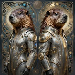 symmetry!! portrait of a beaver, sci - fi, tech wear, glowing lights!! intricate, elegant, highly detailed, digital painting, artstation, concept art, smooth, sharp focus, illustration, art by artgerm and greg rutkowski and alphonse mucha