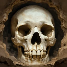 giant skull cave, concept art, digital art,