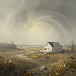 a retrowave style artwork of cape cod national park, a land of the dead, divine, hazy, volumetric lighting, spacetime bending, very detailed, serene, gold accents, washed out colors, beautiful artwork, master level composition, raytracing