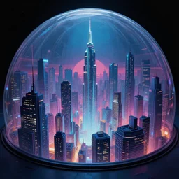 “ inside a dome, cyberpunk art by vincent lefevre, behance contest winner, altermodern, cityscape, synthwave, matte painting ”