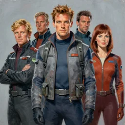 the cast of farscape ( television show ), highly detailed painting