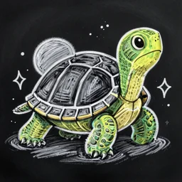 a cute turtle portrait , chalk digital art, fantasy, magic, trending on artstation, ultra detailed, professional illustration by Basil Gogos