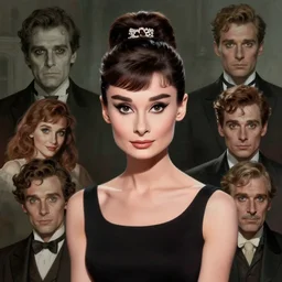 audrey hepburn in a horror novel, various backgrounds, highly detailed, digital painting, artstation, matte, illustration, art by gaston bussiere, greg rutkowski, j. c. leyendecker