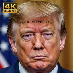 donald trump getting the phrase i am a foreign asset tattooed on his forehead, detailed photo 4 k