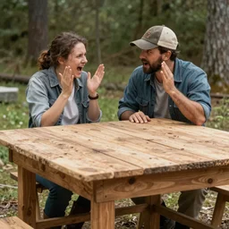 Wooden table shouts at the lumberjack