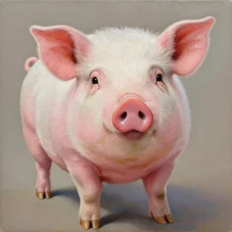 a beautiful painting lovely pig, by takashi murakami painting, realistic oil painting