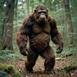 vintage photography of a sasquatch in the woods