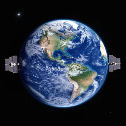 nasa distant satellite still of a flat disc shaped earth that is flat and shaped like a flat disc flat disc, floating in space, side view full flat earth with stars, 8 k