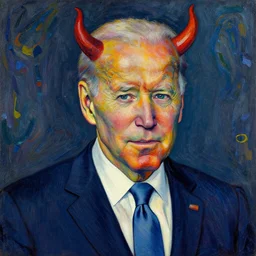 portrait of joe biden as the devil by greg rutkowski in the style of egon schiele