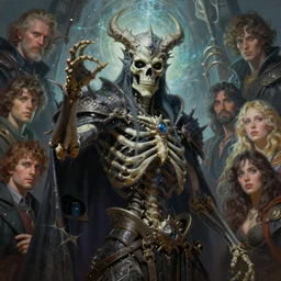 A mixed media painting of an undead skeletal lich king, magical, very aesthetic, detailed face, skeleton, by Frank Frazetta, Greg Rutkowski, Boris Vallejo, Beeple, Christian MacNevin, Lucas Graciano, digital art, steve argyle, peter Mohrbacher, Davi Blight, epic fantasy character art, high fantasy, CGsociety, exquisite detail, post-processing, low angle, masterpiece, cinematic