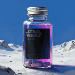concept art of a rolex - star wars blue magenta iridescent liquid dietary supplement in a transparent bottle with big black sticker on it by aenaluck, artgerm and roberto ferri and greg rutkowski, blue and white tones, digital painting, artstation, concept art, smooth, sharp foccus ilustration hq