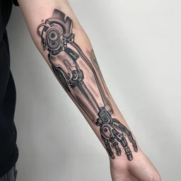 biomechnical arm cybernetic tattoo stencil