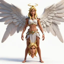full-body character sheet of angel and heaven accurate face deatails ,intense detail,highly detailed faces for the video game  ‘fortnite’ by Epic Games, 3d render, octane render, 4K, volumetric, trending on art station