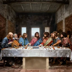 the last supper but in hell, long shot