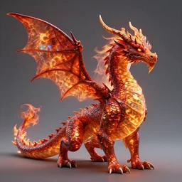 a beautiful fiery dragon with iridescent scales and butterfly wings