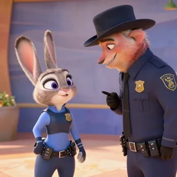 Judy Hopps, the rabbit police officer from Zootopia, interrogating Hannibal Lecter, 4k movie still
