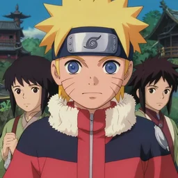 a film still portrait of naruto in a demon slayer scenery, finely detailed features, closeup at the faces, perfect art, at an ancient city, gapmoe yandere grimdark, trending on pixiv fanbox, painted by greg rutkowski makoto shinkai takashi takeuchi studio ghibli, akihiko yoshida