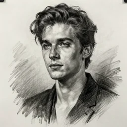 the most handsome man ever drawn in charcoal