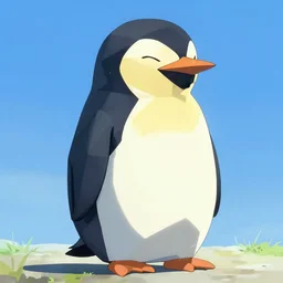 a geometric penguin, highly detailed, by makoto shinkai, cartoon