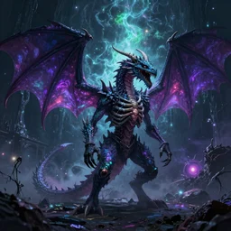 Dragon Creepy cosmic color scheme Skeleton Unreal Engine Full Image