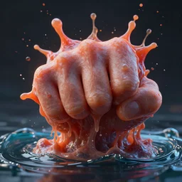 the world turned into a fist and the waters erupted a strange flesh-like pus, artstation, realistic