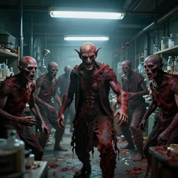 evil souls being mass - produced in surreal sweatshop under fluorescent dominion, advanced, photorealistic, realistic, dramatic lighting, fantastic reality, by michelangelo, 8 k resolution