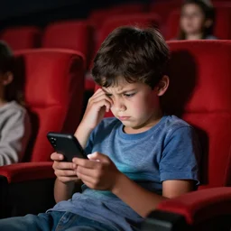 annoying kid on his phone in the movie theater