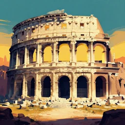 ancient roman structure, epic retrowave art, trending on art station