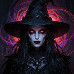 full face epic portrait, victorian gothic undead witch glowing eyes, elden ring, matte painting concept art, midjourney, beautifully backlit, swirly vibrant color lines, majestic, cinematic aesthetic, smooth, intricate, 8 k, by ilya kuvshinov, artgerm, darius zawadzki and zdizslaw beksinski