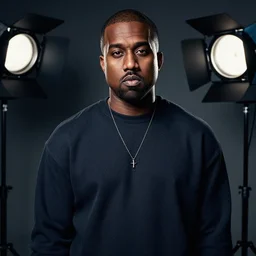 kanye west, portrait photography, sigma 8 5 mm, studio lighting