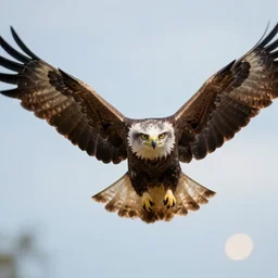 flying cat face eagle bokeh 8 0 mm animal photography spread wings award winning photography majestic sky background