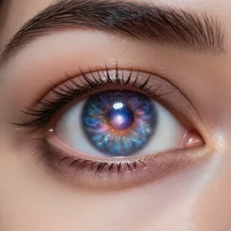 an eye with a galaxy inside