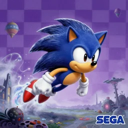 sonic hedgehog claymation muppet portrait of and a matte painting landscape of a surreal, sharp, foggy, detailed professional, soft pastels, high quality airbrush art sonic hedgehog album cover of a liquid dissolving airbrush art lsd dmt sonic the hedgehog swimming through cyberspace, purple checkerboard background, 1 9 9 0 s 1 9 9 2 sega genesis rareware video game album cover