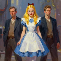 alice in wonderland, cyberpunk, oil painting, sunlit, paint texture, digital painting, highly detailed, artstation, sharp focus, illustration, concept art, ruan jia, charlie bowater, tom bagshaw, norman rockwell