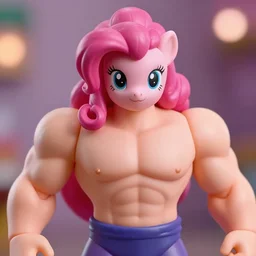 pinky pie my little pony, neca!!! pretty! beautiful! powerlifter oversized muscular very detailed realistic action figure by neca face close up mid body in the style of neca, character by neca, film still, bokehs