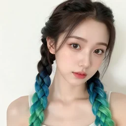 unique girl selfie, braids blue and green, y 2 k aesthetic, junichi higashi, isamu imakake, weirdo, tiktok, instagram, iphone camera, volumetric lighting, cinematic lighting, masterpiece