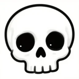 cute cartoon drawing of a skull, big head, big eyes, skull head, vector illustration, style of disney animation