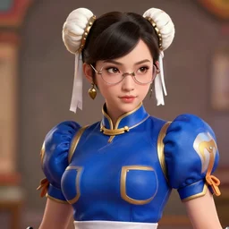 mei from overwatch dressed as chun li from street fighter, glasses, hyperdetailed, intricate, soft lighting, raytracing, sharp focus, cgsociety, thomas kinkade, donato giancola