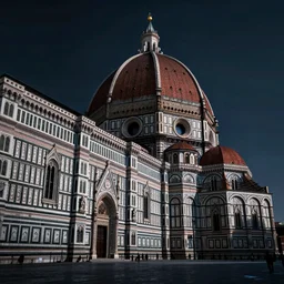 piazza del duomo of florence, cyberpunk, sci - fi, beksinski and tristan eaton, dark neon trimmed beautiful dystopian digital art