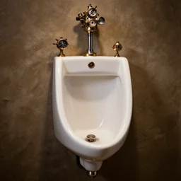 studio photo of an urinal in a steampunk style