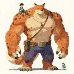 character concept art, science fiction, massive lynx - headed gigachad masculine adventurer, studio ghibli, pixar and disney animation, sharp, disney concept art watercolor illustration by mandy jurgens and alphonse mucha and alena aenami, pastel color palette, dramatic lighting, highly detailed