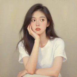 love thinking illustration, oil painting
