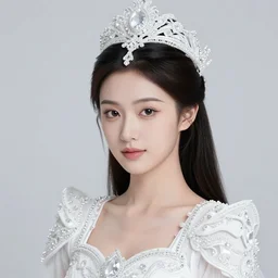 portrait of wonderful asian princess of white diamond with fair skin, ornate with white diamonds, 8 k, gorgeous, intricate, hyper detailed, glowing white accent lighting, dramatic lighting, octane render