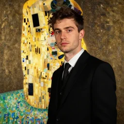 attractive male, painting by gustav klimt