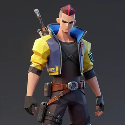 cybepunk game hero trending on artstation unreal engine low poly