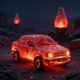 a car made from lava lamps